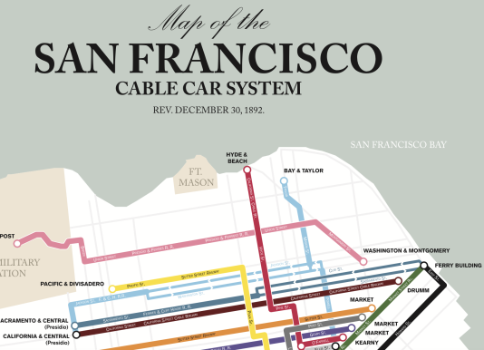 Excerpt of map of SF Cable Cars 1892, by Jake Berman, author of %22The Lost Subways of North ...